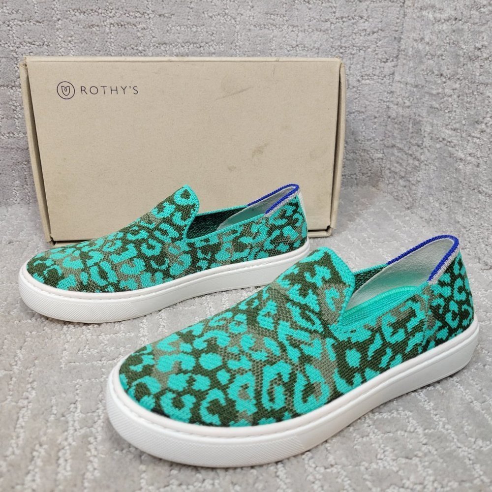 Rothy's The Kids Sneaker Aqua Camo Slip On Shoes Little Kids Size 2 - Picture 6 of 10